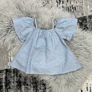 Frenchie Girls‎ Blue Cold Shoulder Paint Splatter Blouse Size 5T NWT